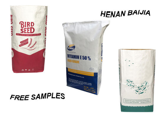 Wklejane wielościenne torby papierowe z papieru pakowego klasy spożywczej 20 kg 25 kg Pasze dla zwierząt z cytrynianem sodu