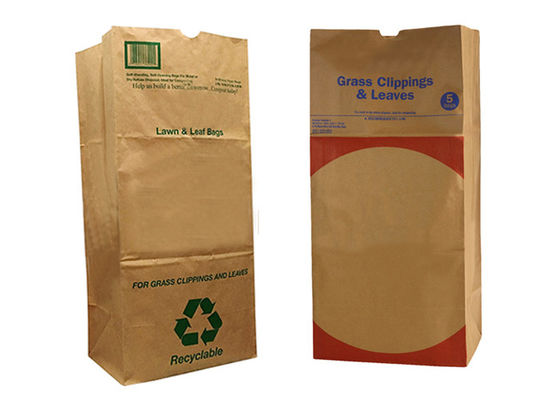 CMYK Color 10kg Wielościenne torby papierowe Kraft Leaf Kraft Lawn Paper Bags