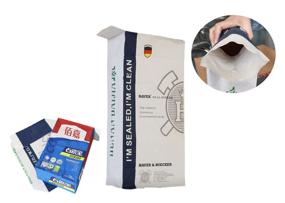 20kg Stand Up Pastel Valve Wielościenne torby papierowe Drukowanie logo na klej do płytek